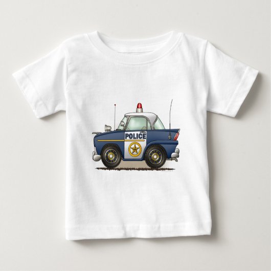パトカーの警察のCrusierの警察官車の乳児のTシャツ ベビーTシャツ (正面)