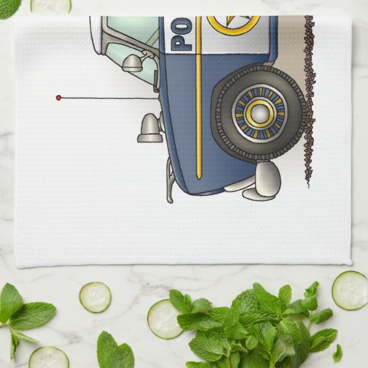 パトカーの警察のCrusierの警察官車 キッチンタオル (折り畳み)