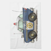 パトカーの警察のCrusierの警察官車 キッチンタオル (縦)