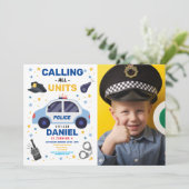 パトカー事務所フォトバースデーパーティー 招待状 (スタンド正面)