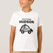 パトカー付きキッズ警察官Tシャツプリント Tシャツ (正面)