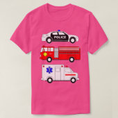 パトカー消防車の救急車の第一応答者D Tシャツ (デザイン正面)