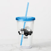 パトカー漫画イラストレーション アクリルタンブラー (裏面)