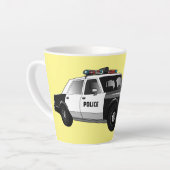 パトカー漫画イラストレーション カフェラテマグ (左アングル)