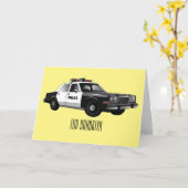 パトカー漫画イラストレーション カード (黄色い花)
