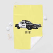 パトカー漫画イラストレーション ゴルフタオル (インサイチュ)