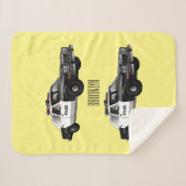 パトカー漫画イラストレーション シェルパブランケット (正面(横))