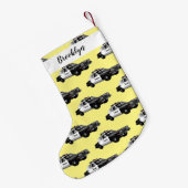 パトカー漫画イラストレーション スモールクリスマスストッキング (裏面 (吊り時))