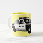 パトカー漫画イラストレーション ツートーンマグカップ (正面左)