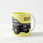 パトカー漫画イラストレーション ツートーンマグカップ (正面右)