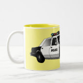 パトカー漫画イラストレーション ツートーンマグカップ (左)