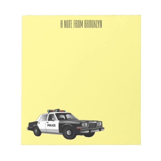 パトカー漫画イラストレーション ノートパッド (正面)