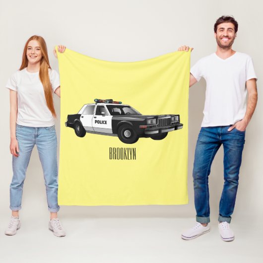 パトカー漫画イラストレーション フリースブランケット (インサイチュ)