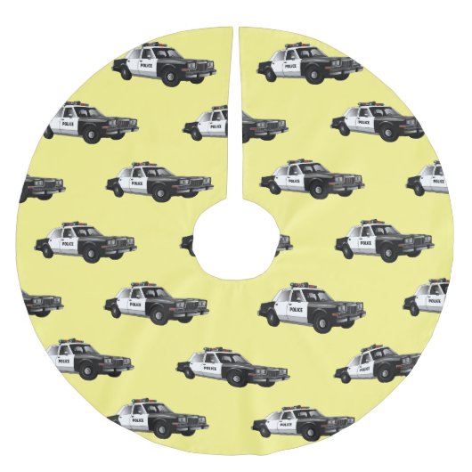 パトカー漫画イラストレーション ブラッシュドポリエステルツリースカート (正面)