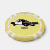 パトカー漫画イラストレーション ポーカーチップ (シングル)