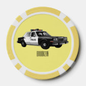 パトカー漫画イラストレーション ポーカーチップ (裏面)