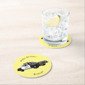 パトカー漫画イラストレーション ラウンドペーパーコースター (インサイチュ)