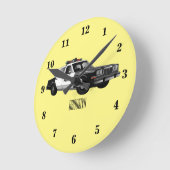 パトカー漫画イラストレーション ラウンド壁時計 (傾斜)