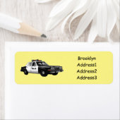 パトカー漫画イラストレーション ラベル (インサイチュ)