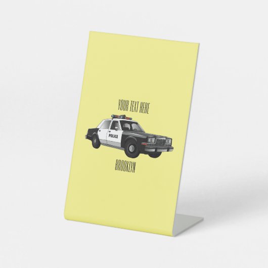 パトカー漫画イラストレーション 台座サイン (正面)