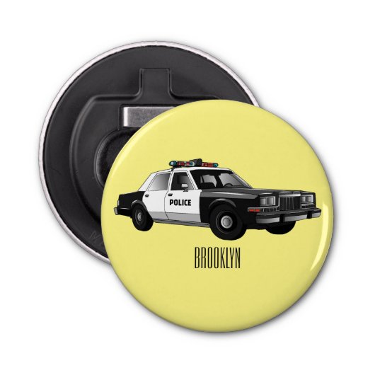 パトカー漫画イラストレーション 栓抜き (正面)