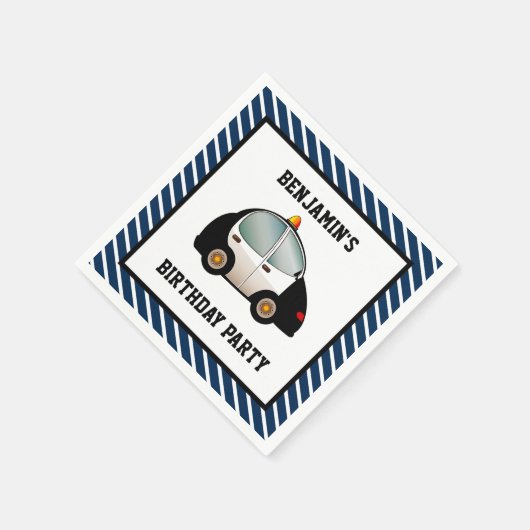 パトカー誕生日パーティー紙 スタンダードカクテルナプキン (角)
