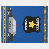 パトカー・オフィサーバッジ(名前をカスタムする付) フリースブランケット (正面(横))