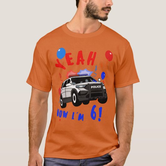 パトカー 誕生日 6歳 男の子 友達 へのプレゼントに Tシャツ (正面)