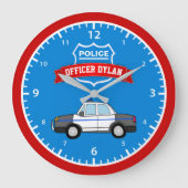 パトクールカパーソナライズされたーネームキッズルーム ラージ壁時計 (正面)