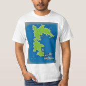 パトモスのギリシャ島地図 Tシャツ (正面)