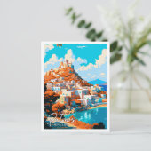 パトモスギリシャのヴィンテージ旅行イラストレーション ポストカード (スタンド正面)