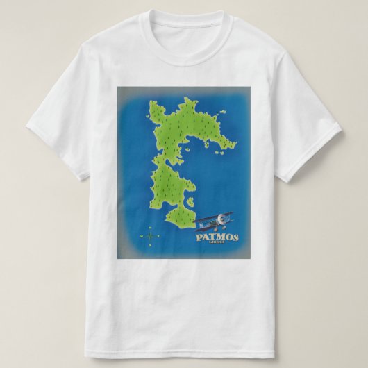 パトモス ギリシャ 島の地図 Tシャツ (デザイン正面)