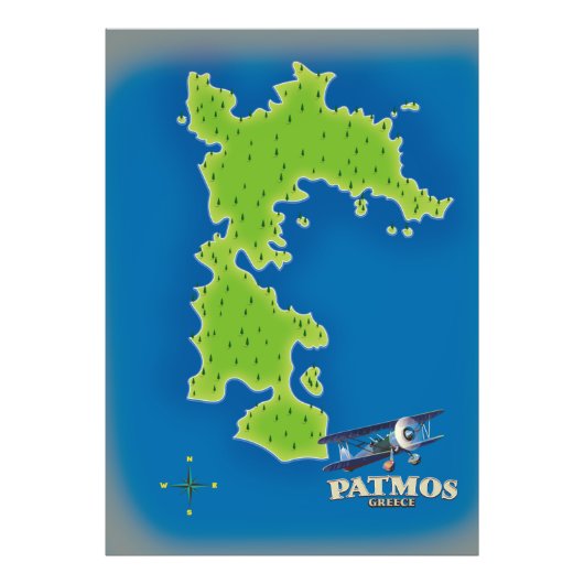 パトモス ギリシャ 島 地図 フォトプリント            (正面)