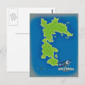 パトモス ギリシャ 島 地図 ポストカード (正面/裏面)