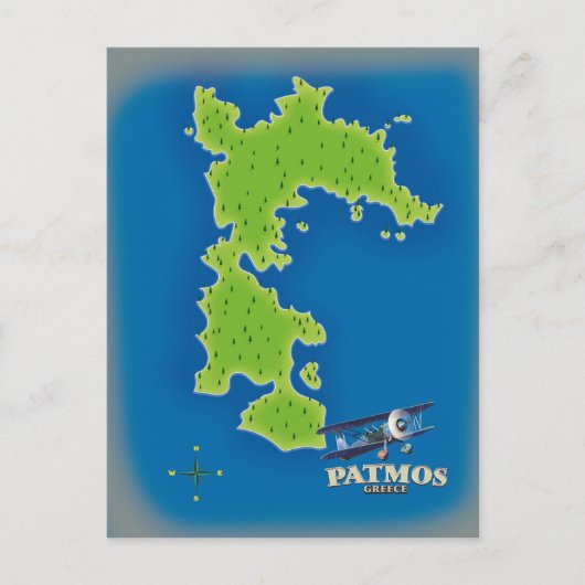 パトモス ギリシャ 島 地図 ポストカード (正面)