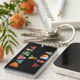 パトリアヴィダブラックフローラレター キーホルダー