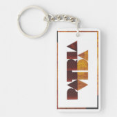 パトリア・イ・ビダ・ホワイト・ブラウン・フレーム キーホルダー (正面)