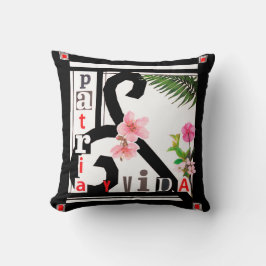 パトリア・イ・ヴィダ黒枠ピンクの花 クッション