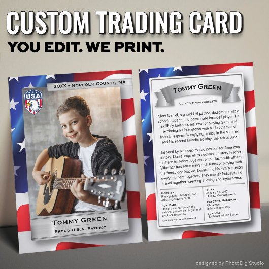 パトリオカスタムット取引カードテンプレート4th 7月のギフト コーリングカード