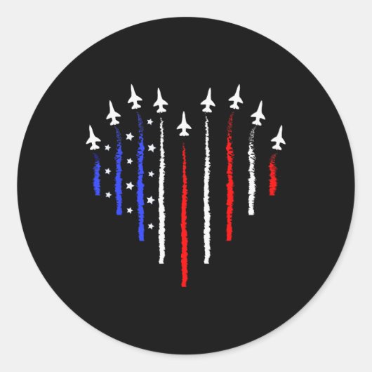 パトリオット7月4日ジェット戦闘機Usa国旗Ki ラウンドシール (正面)