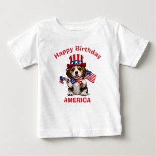 パトリオティックなビーグル子犬Tシャツ(2歳) ベビーTシャツ