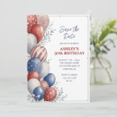 パトリオティックな50歳の誕生日Save the Date 招待状 (スタンド正面)