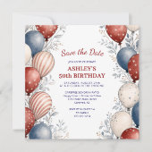 パトリオティックな50歳の誕生日Save the Date 招待状 (正面)