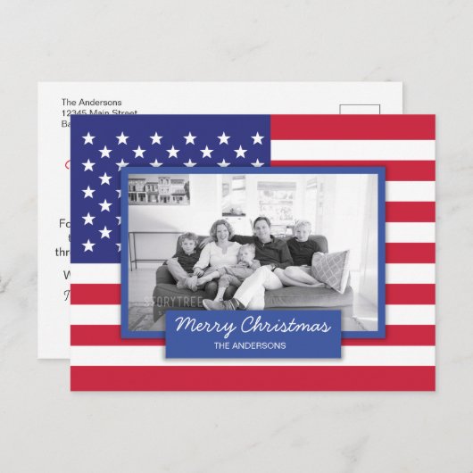 パトリオティックアメリカ国旗の写真はがき シーズンポストカード (正面/裏面)