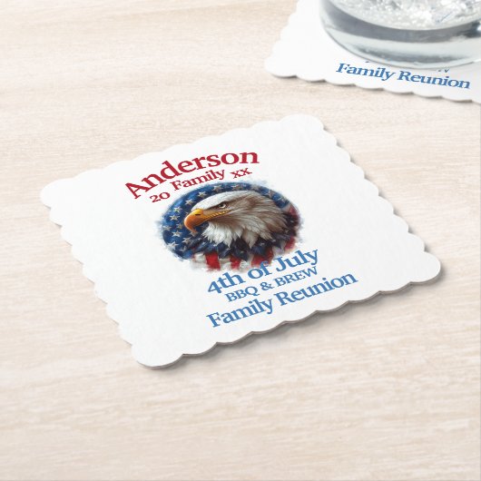 パトリオティックファミリー懇親会- 7月4日BBQ & Brew ペーパーコースター (アングル)