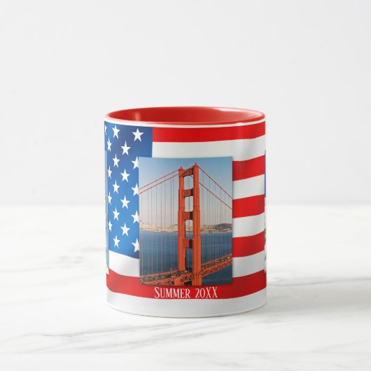 パトリオパーソナライズされたットUSA国旗の写真マグカップ マグカップ (中央)