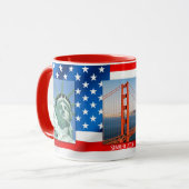 パトリオパーソナライズされたットUSA国旗の写真マグカップ マグカップ (正面左)