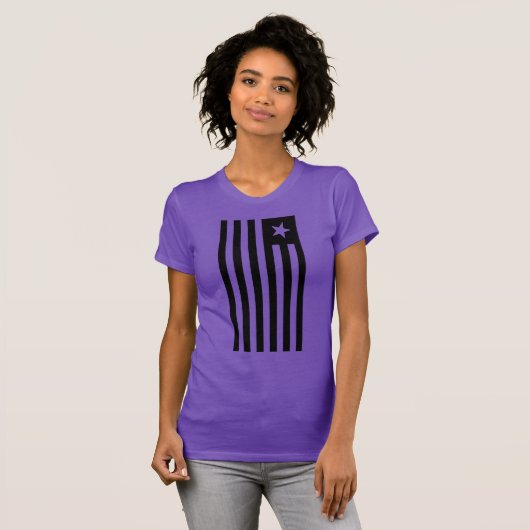 パトリオ国旗の白黒の星とストライプ Tシャツ (正面フル)