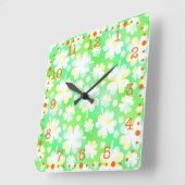 パトリキウスの日のシャムロックのレトロの水彩画 スクエア壁時計 (傾斜)