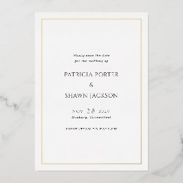 パトリシアクラシックエレガントな結婚式の日付を保存 箔招待状